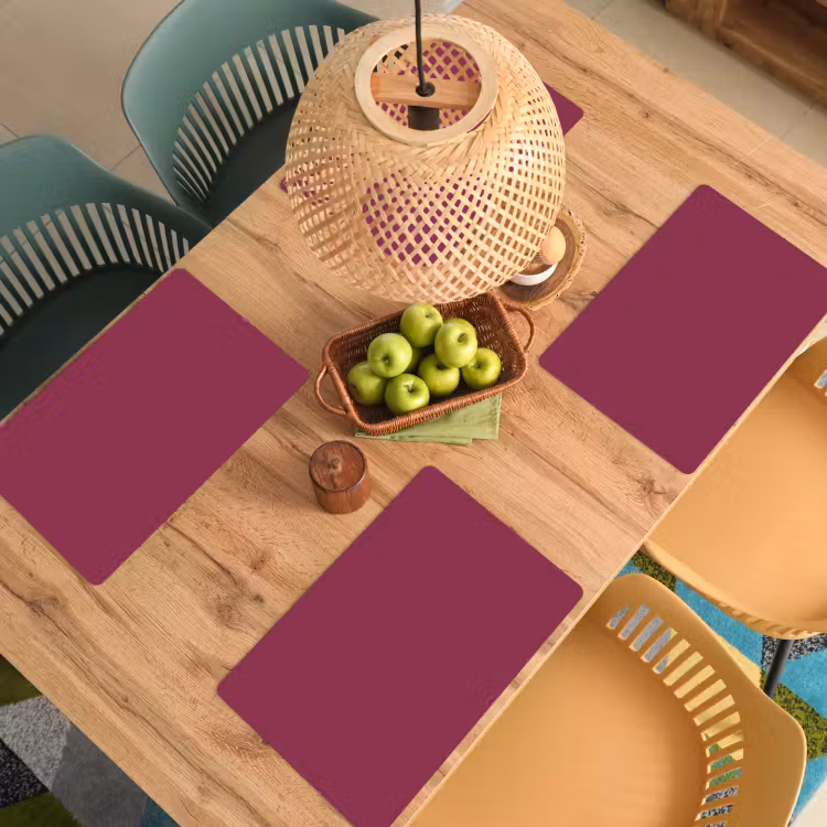 Placemat - 6 stuks - Deep - Rasberry - Rood — 6