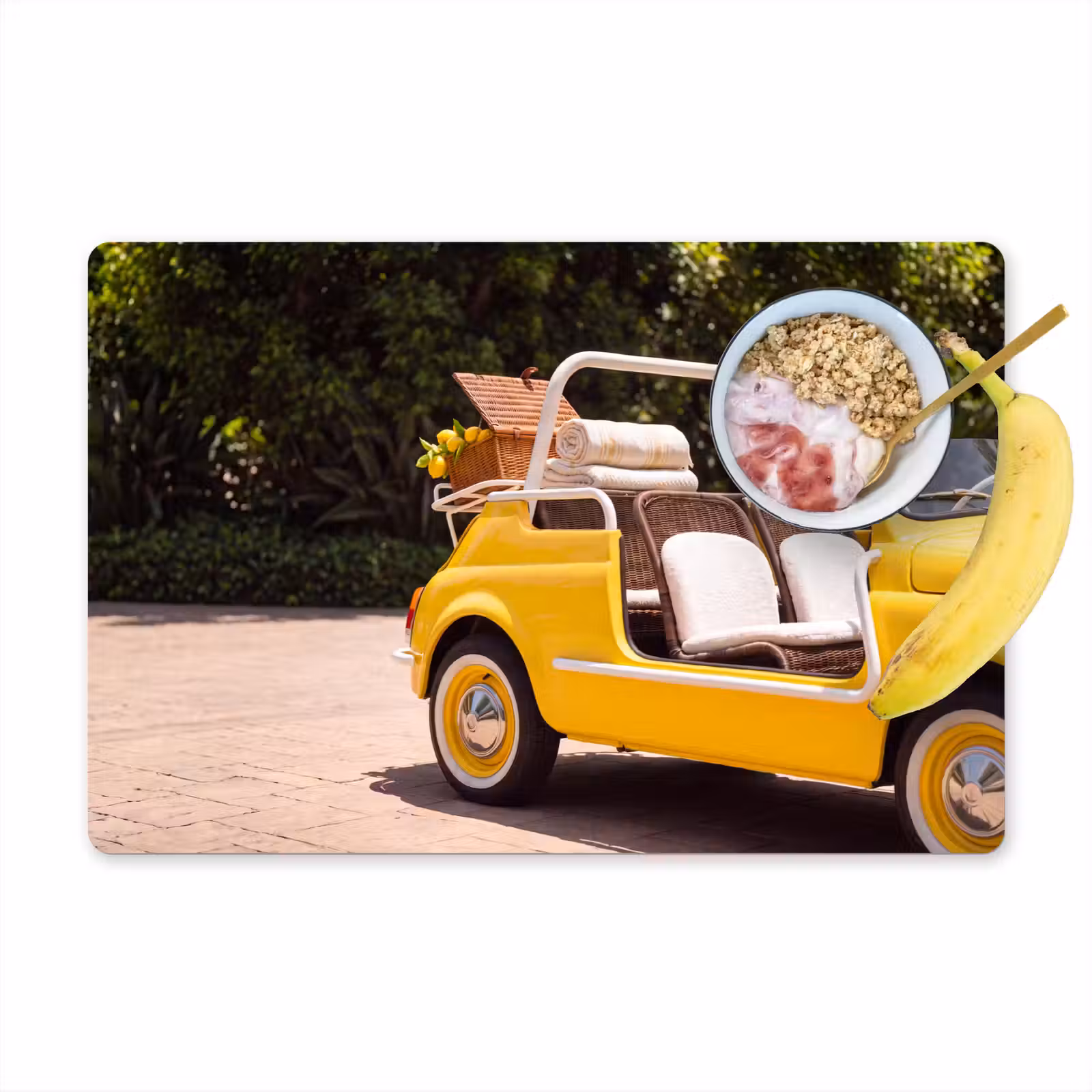 Placemat - 6 stuks - Auto - Picknick - Zomer - Geel — 1