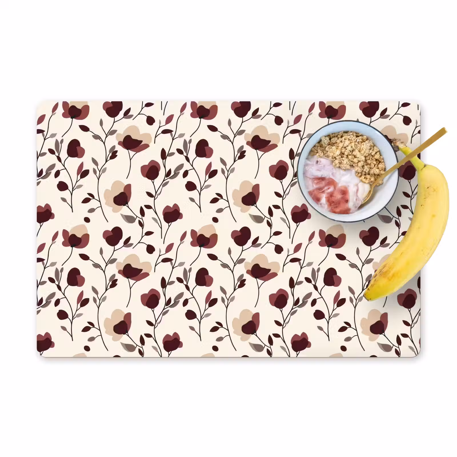 Placemat - 6 stuks - Bloemen - Botanisch - Bordeaux — 1