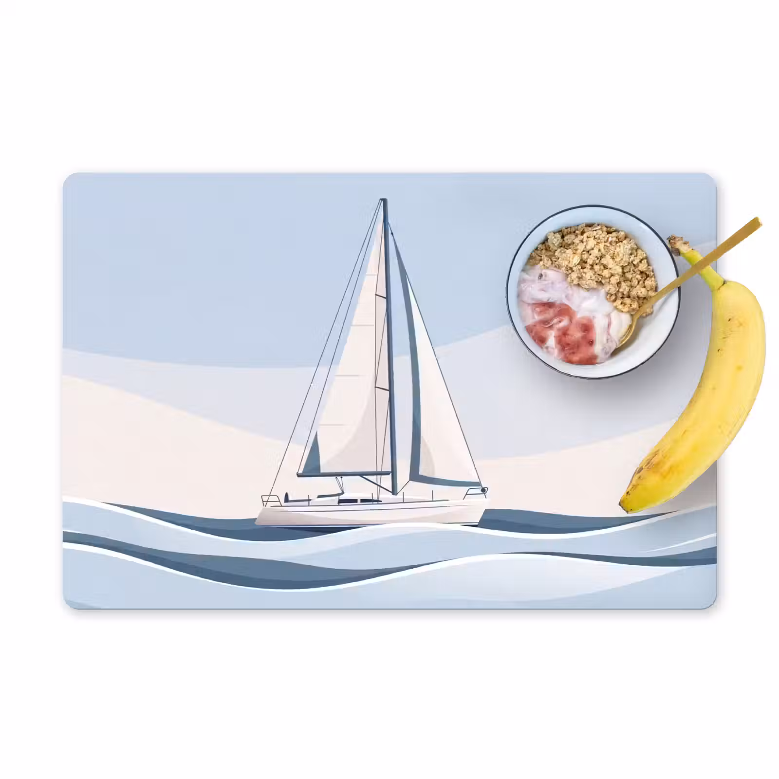 Placemat - 6 stuks - Boot - Zeil - Zee - Modern - Beige — 1