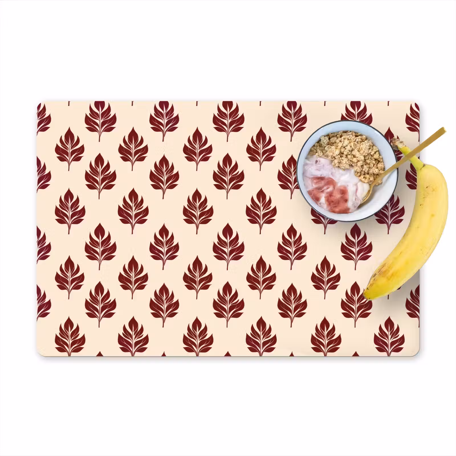 Placemat - 6 stuks - Botanisch - Patroon - Bordeaux — 1