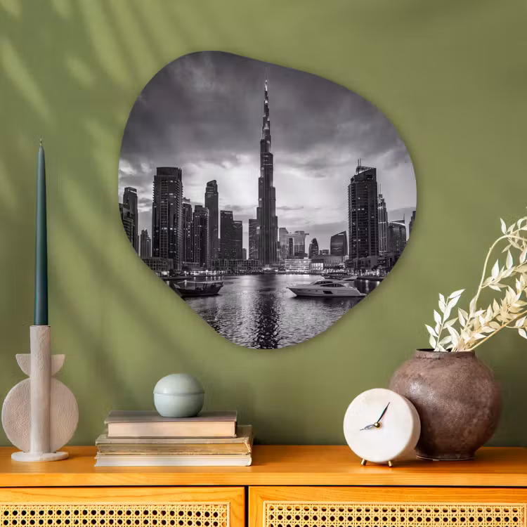 Organische vorm aluminium - Stad - Skyline - Architectuur - Avond - Zwart-wit — 2