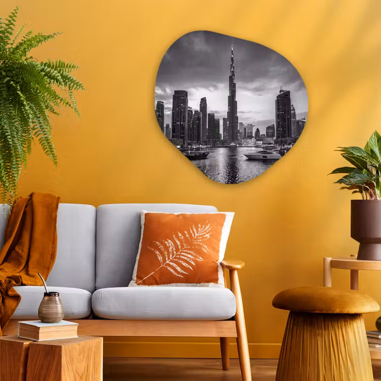 Organische vorm aluminium - Stad - Skyline - Architectuur - Avond - Zwart-wit — 3