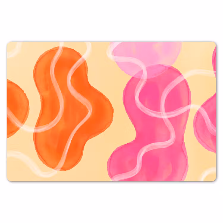 Placemat - 6 stuks - Abstract - Aquarel - Organisch - Oranje - Roze — 7