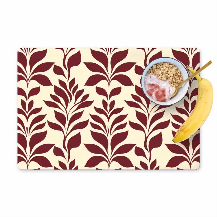 Placemat - 6 stuks - Abstract - Bladeren - Burgundy — 1