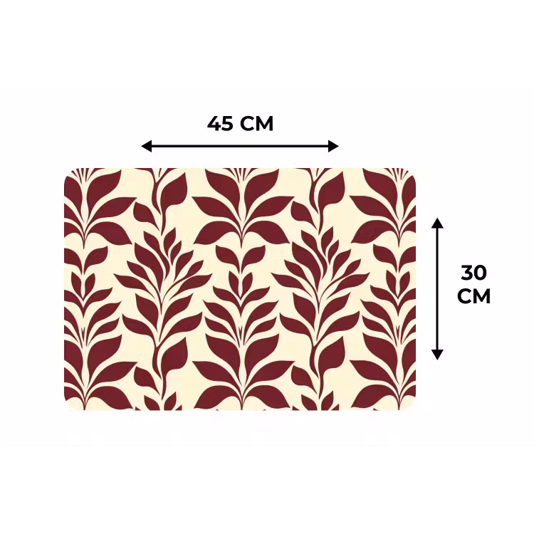 Placemat - 6 stuks - Abstract - Bladeren - Burgundy — 3