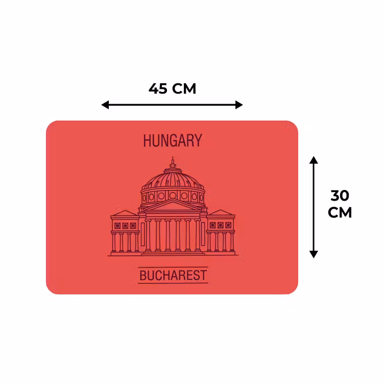 Placemat - 6 stuks - Architectuur - Boekarest - Stedelijk - Lijntekening - Rood — 3
