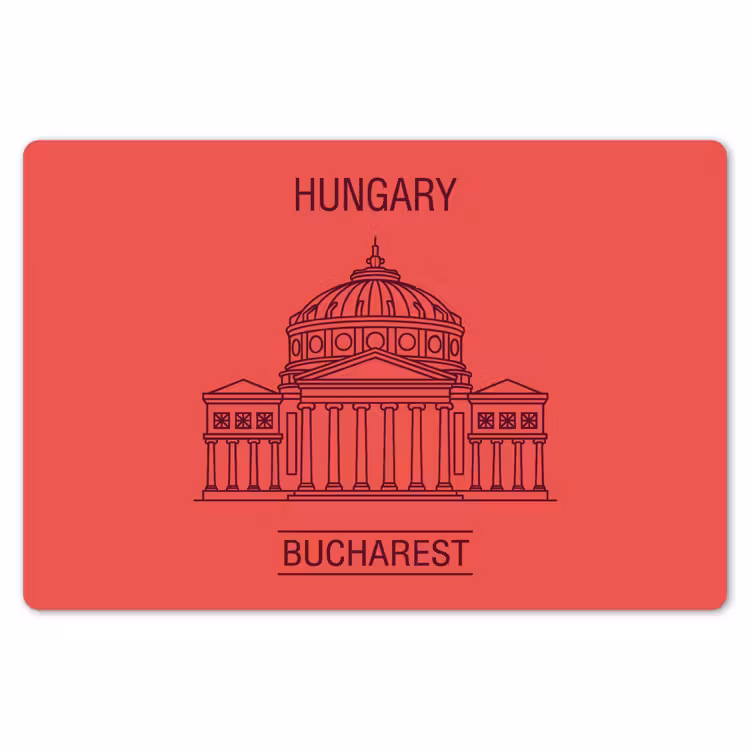 Placemat - 6 stuks - Architectuur - Boekarest - Stedelijk - Lijntekening - Rood — 7