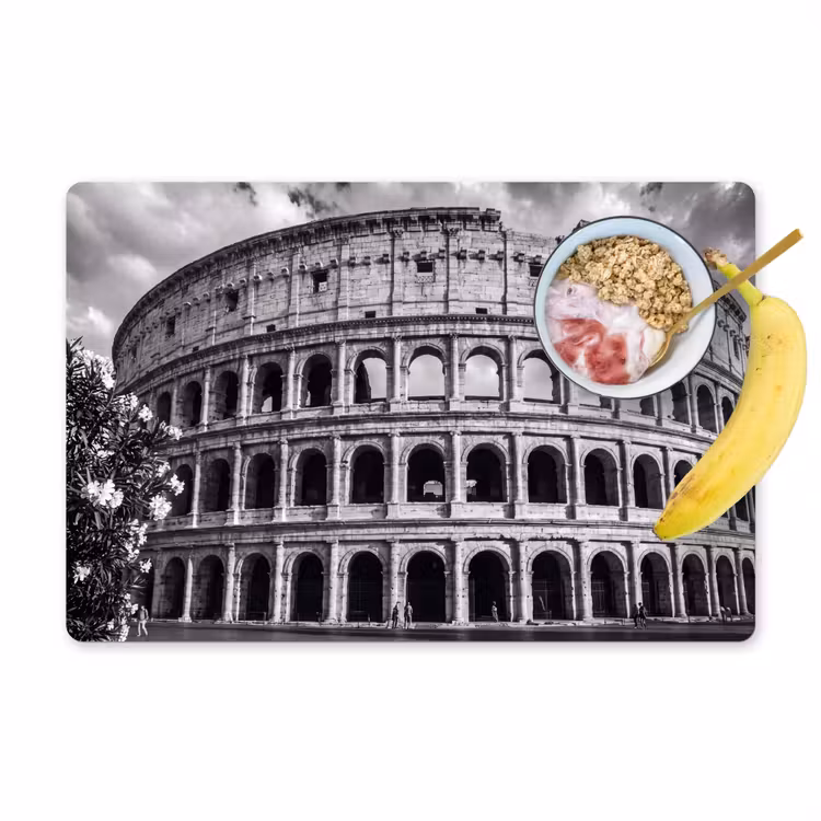 Placemat - 6 stuks - Architectuur - Colosseum - Rome - Historisch - Zwart-wit — 1
