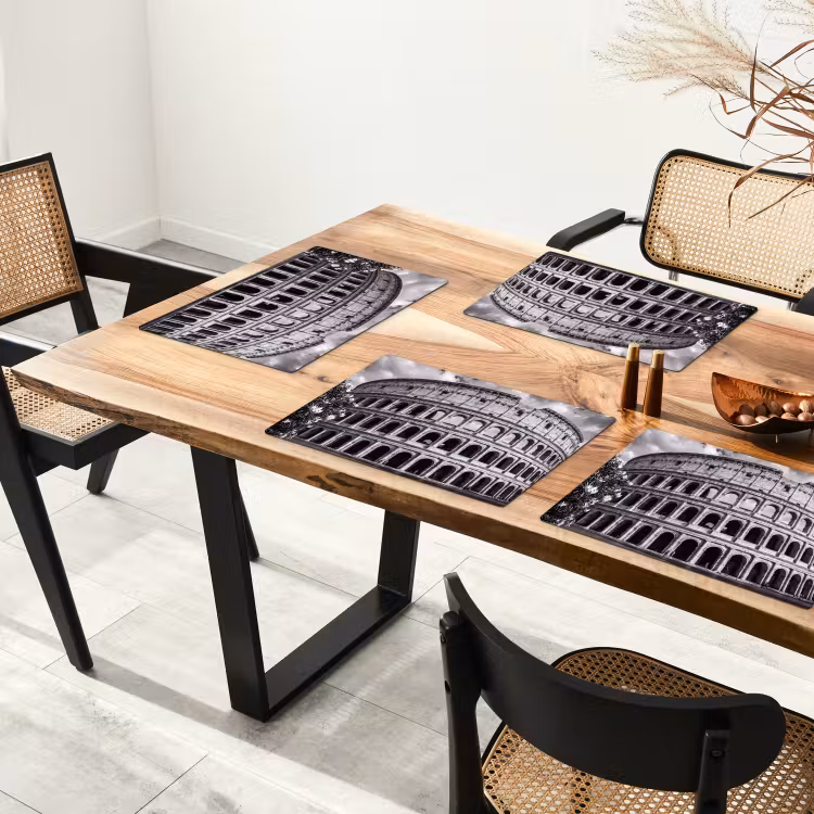 Placemat - 6 stuks - Architectuur - Colosseum - Rome - Historisch - Zwart-wit — 5