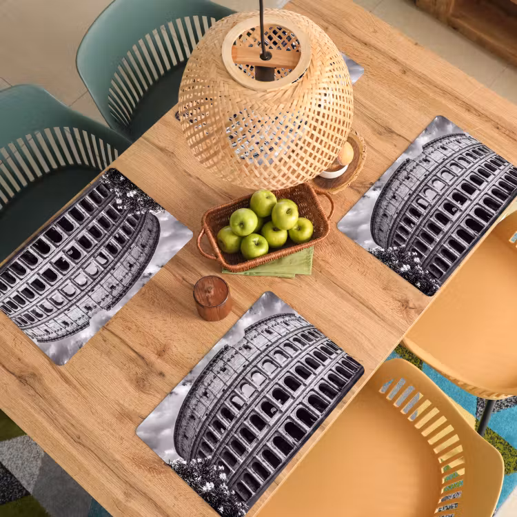 Placemat - 6 stuks - Architectuur - Colosseum - Rome - Historisch - Zwart-wit — 6