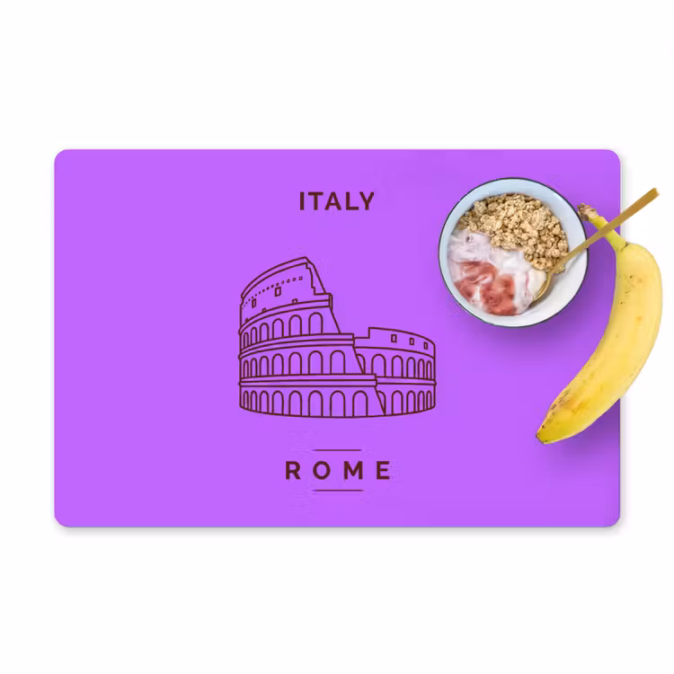 Placemat - 6 stuks - Architectuur - Colosseum - Rome - Minimalistisch - Paars — 1