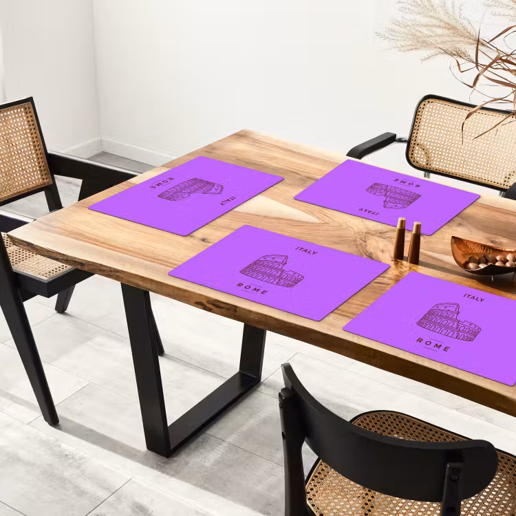 Placemat - 6 stuks - Architectuur - Colosseum - Rome - Minimalistisch - Paars — 5