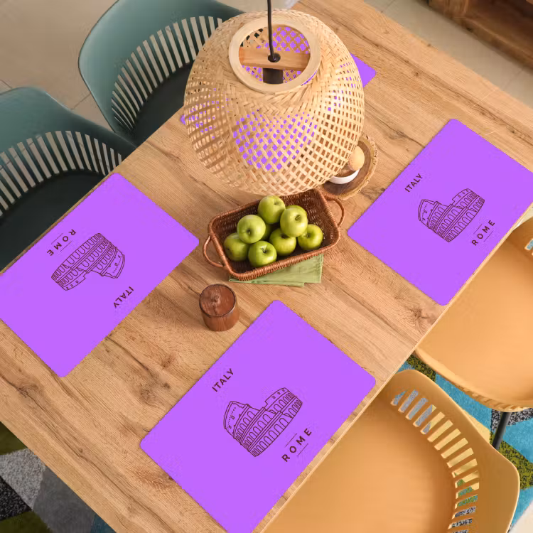 Placemat - 6 stuks - Architectuur - Colosseum - Rome - Minimalistisch - Paars — 6