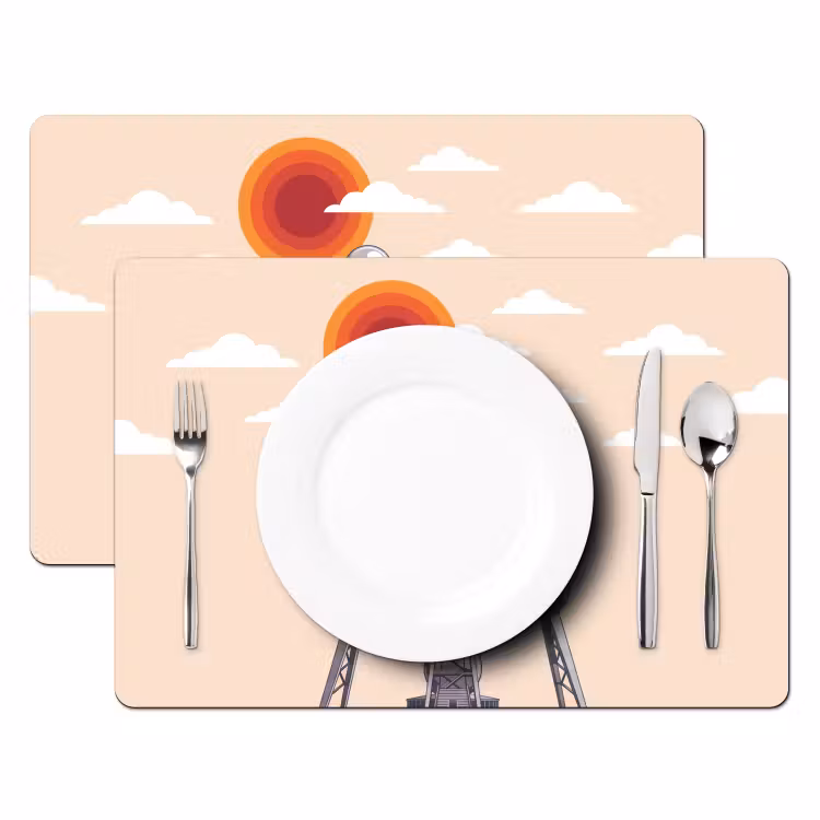 Placemat - 6 stuks - Architectuur - Geometrie - Stad - Modern - Grijs — 2