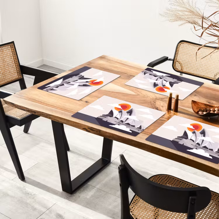 Placemat - 6 stuks - Architectuur - Stadsgezicht - Modern - Grijs - Oranje — 5