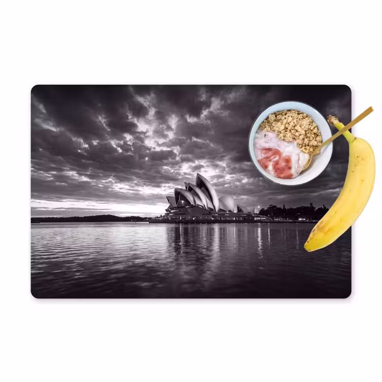 Placemat - 6 stuks - Architectuur - Water - Stad - Modern - Zwart-wit — 1