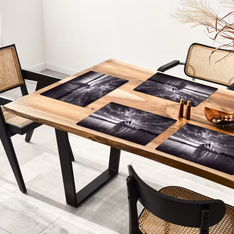 Placemat - 6 stuks - Architectuur - Water - Stad - Modern - Zwart-wit — 5