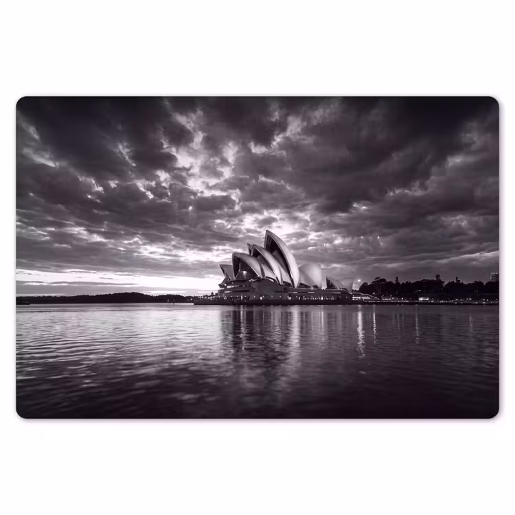 Placemat - 6 stuks - Architectuur - Water - Stad - Modern - Zwart-wit — 7