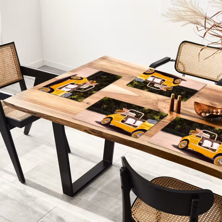Placemat - 6 stuks - Auto - Picknick - Zomer - Geel — 5