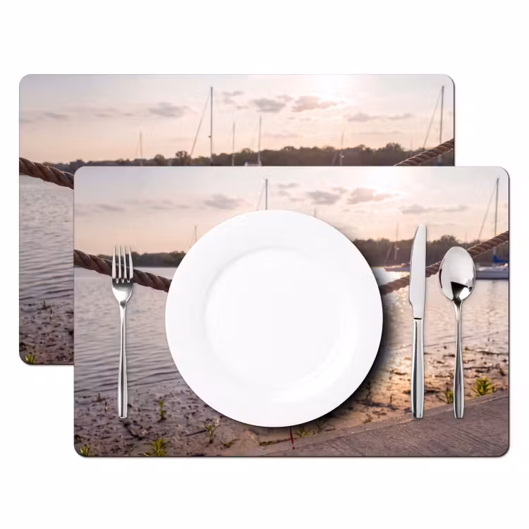 Placemat - 6 stuks - Badkleding - Rood - Zomer - Water - Zonsondergang — 2
