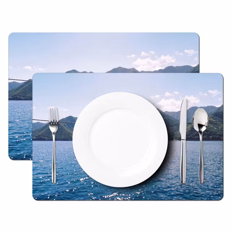 Placemat - 6 stuks - Badmode - Bikini - Zee - Bergen - Geel — 2