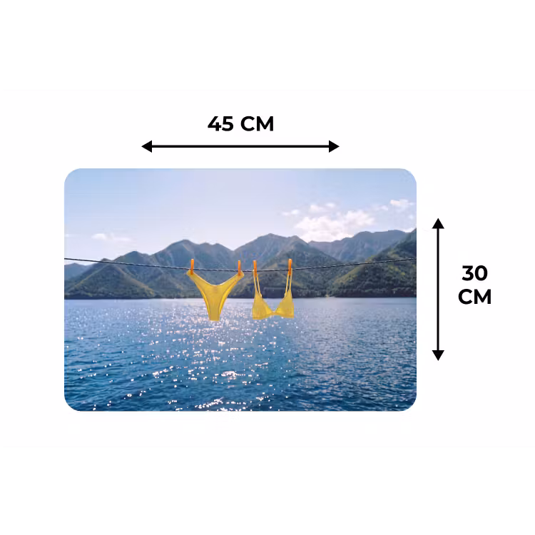 Placemat - 6 stuks - Badmode - Bikini - Zee - Bergen - Geel — 3