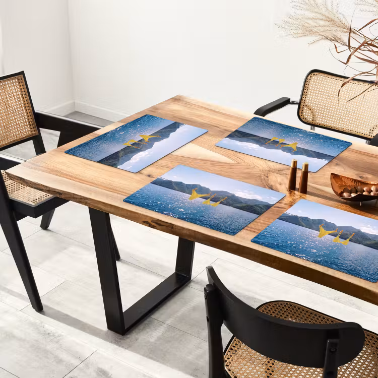 Placemat - 6 stuks - Badmode - Bikini - Zee - Bergen - Geel — 5