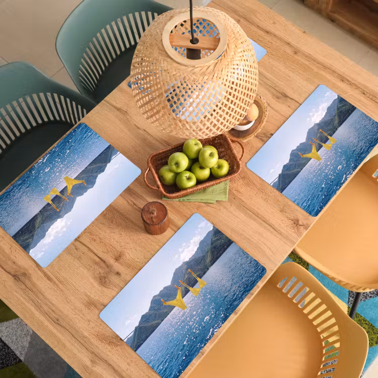 Placemat - 6 stuks - Badmode - Bikini - Zee - Bergen - Geel — 6