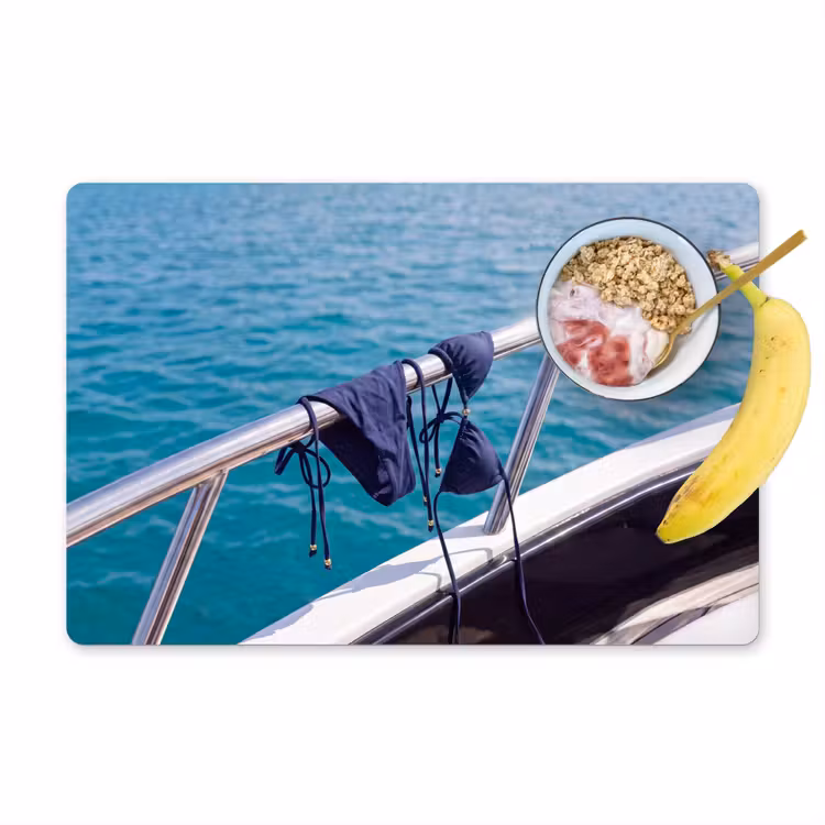 Placemat - 6 stuks - Bikini - Reling - Zee - Zomer - Blauw — 1