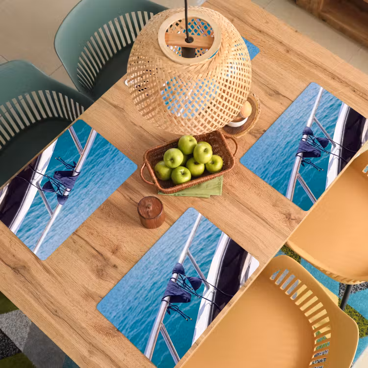 Placemat - 6 stuks - Bikini - Reling - Zee - Zomer - Blauw — 6