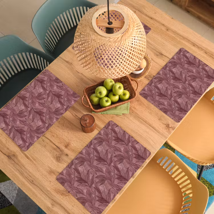 Placemat - 6 stuks - Bladeren - Patroon - Paars — 6