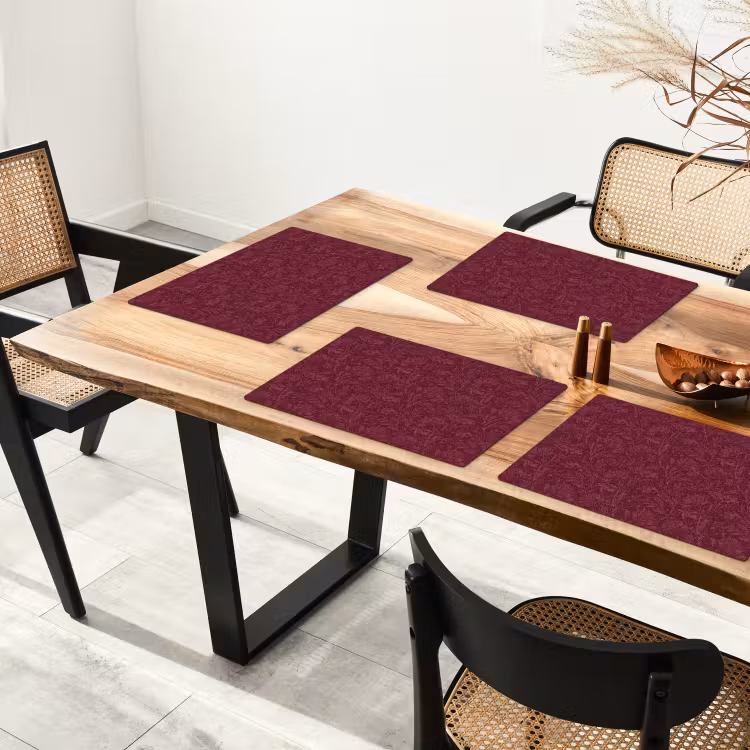Placemat - 6 stuks - Bladeren - Patroon - Paars — 5