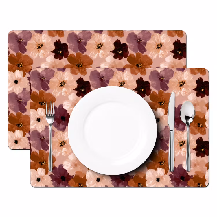 Placemat - 6 stuks - Bloemen - Abstract - Aardetinten — 2
