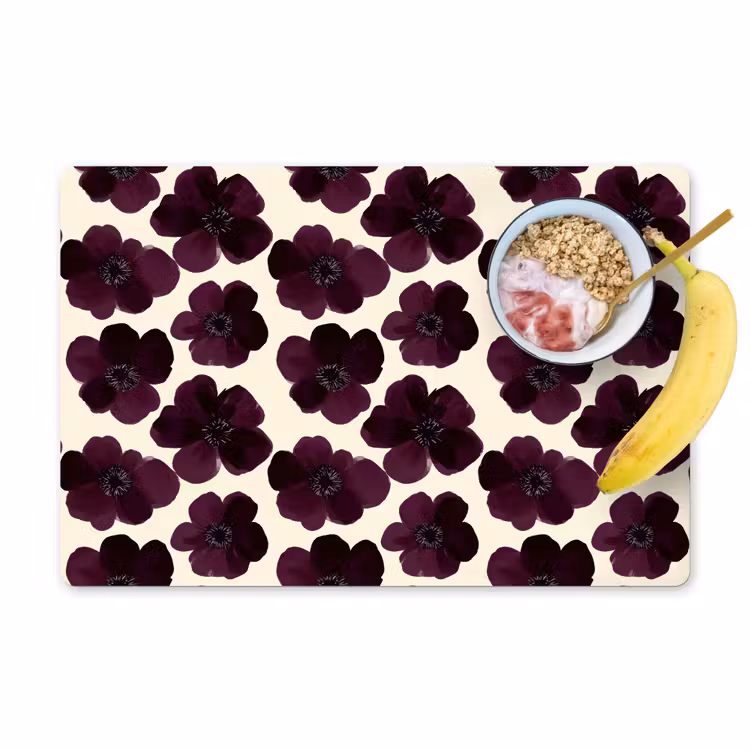 Placemat - 6 stuks - Bloemen - Aquarel - Paars — 1