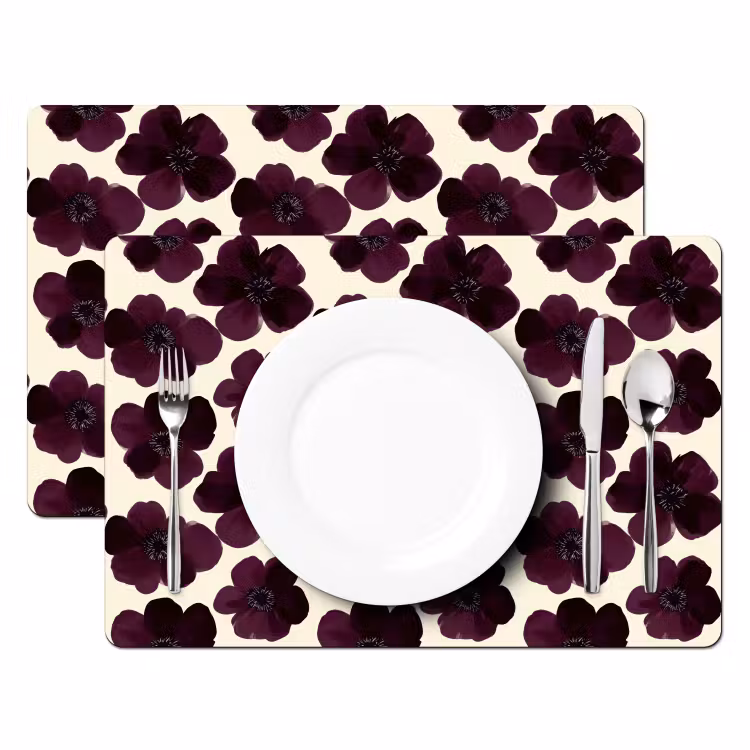 Placemat - 6 stuks - Bloemen - Aquarel - Paars — 2