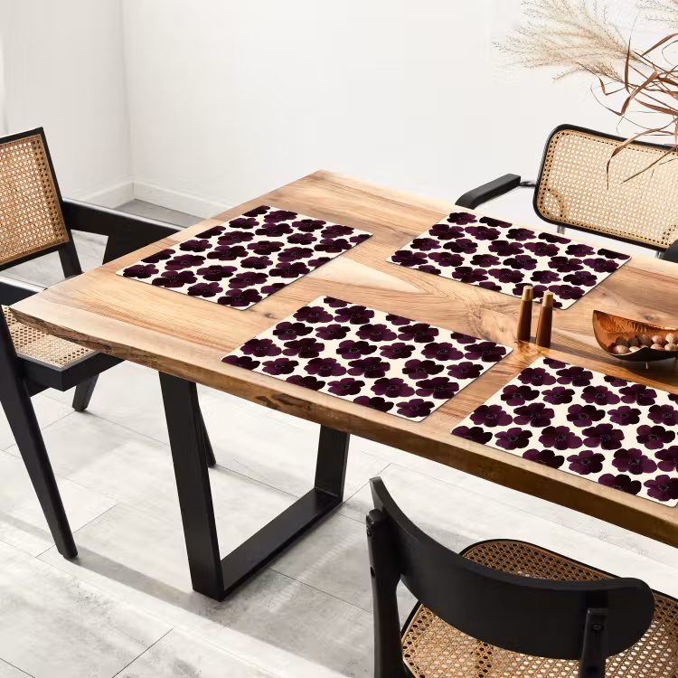 Placemat - 6 stuks - Bloemen - Aquarel - Paars — 5