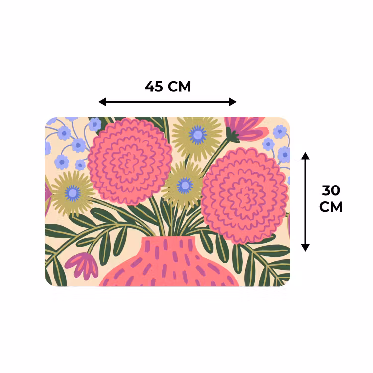 Placemat - 6 stuks - Bloemen - Boeket - Natuur - Abstract - Roze — 3