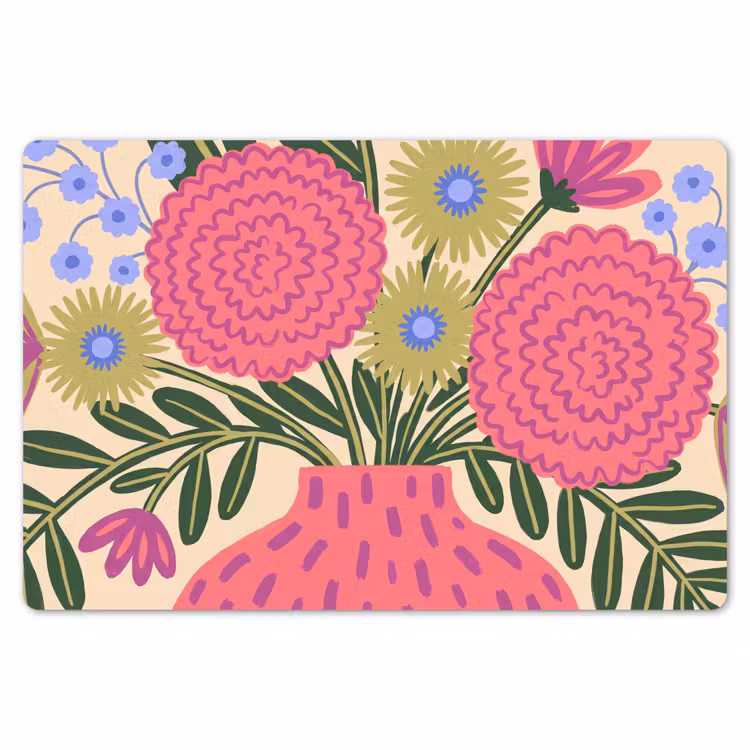 Placemat - 6 stuks - Bloemen - Boeket - Natuur - Abstract - Roze — 7