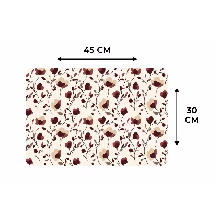 Placemat - 6 stuks - Bloemen - Botanisch - Bordeaux — 3