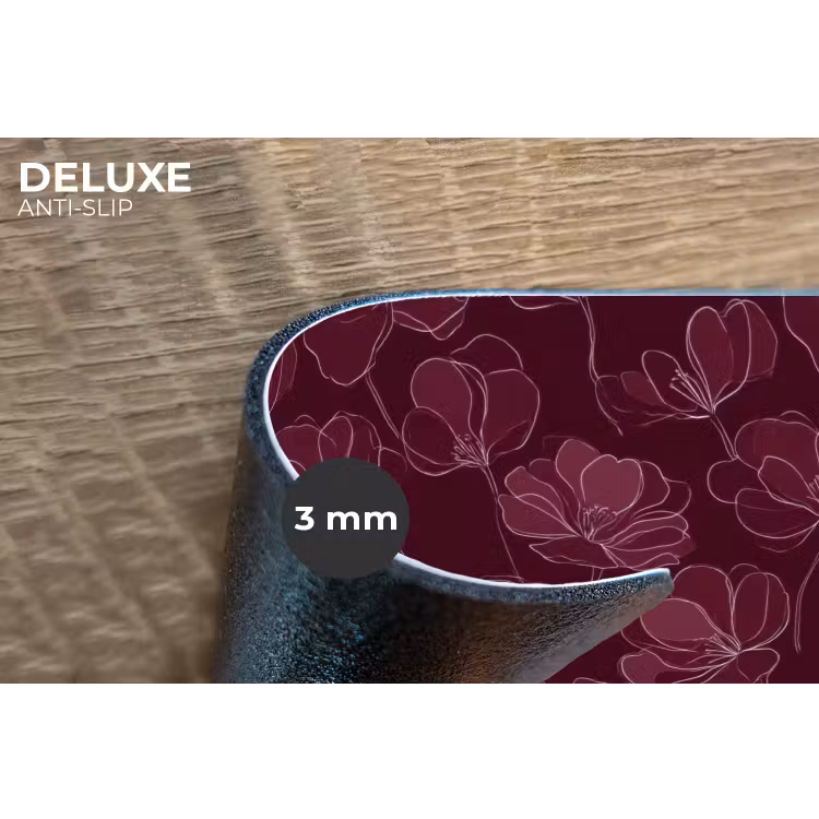 Placemat - 6 stuks - Bloemen - Patroon - Bordeauxrood — 4