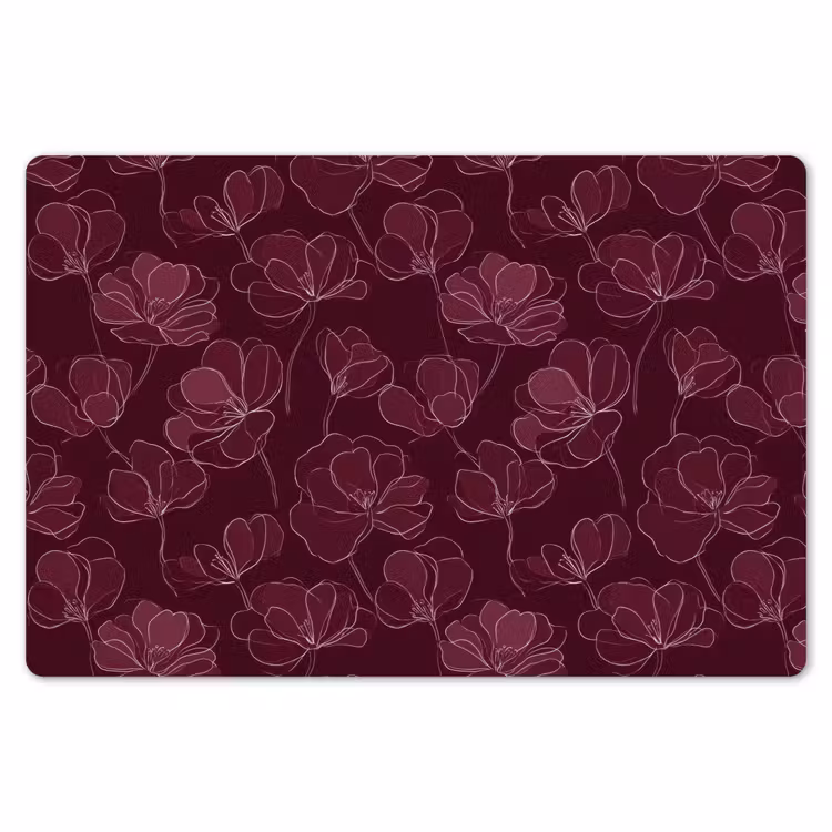 Placemat - 6 stuks - Bloemen - Patroon - Bordeauxrood — 7