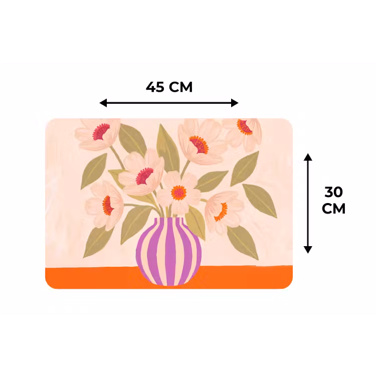 Placemat - 6 stuks - Bloemen - Vaas - Abstract - Paars - Oranje — 3