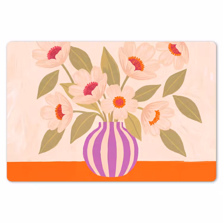 Placemat - 6 stuks - Bloemen - Vaas - Abstract - Paars - Oranje — 7