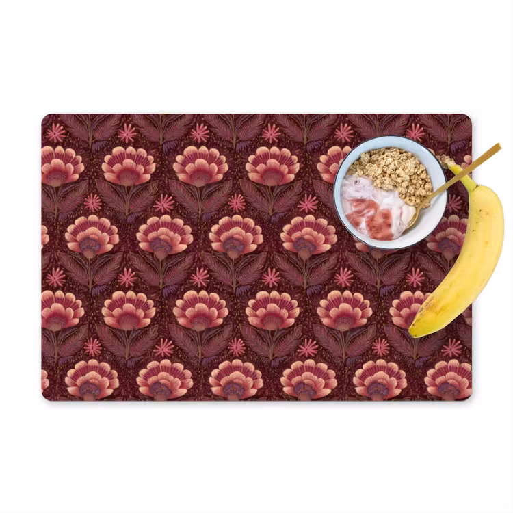Placemat - 6 stuks - Bloemen - Waaier - Paars — 1