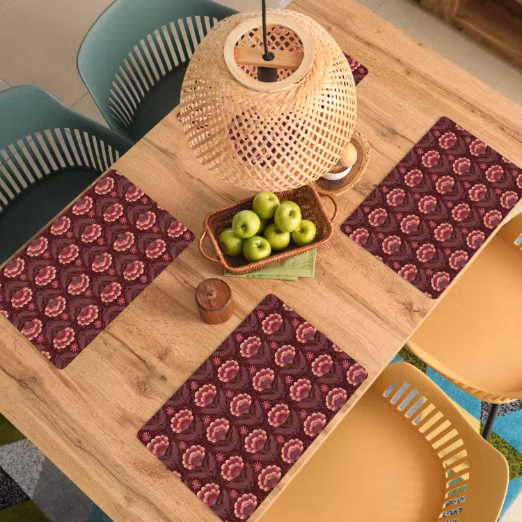 Placemat - 6 stuks - Bloemen - Waaier - Paars — 6