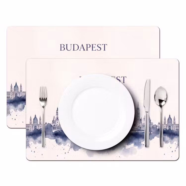 Placemat - 6 stuks - Boedapest - Skyline - Architectuur - Aquarel - Blauw — 2