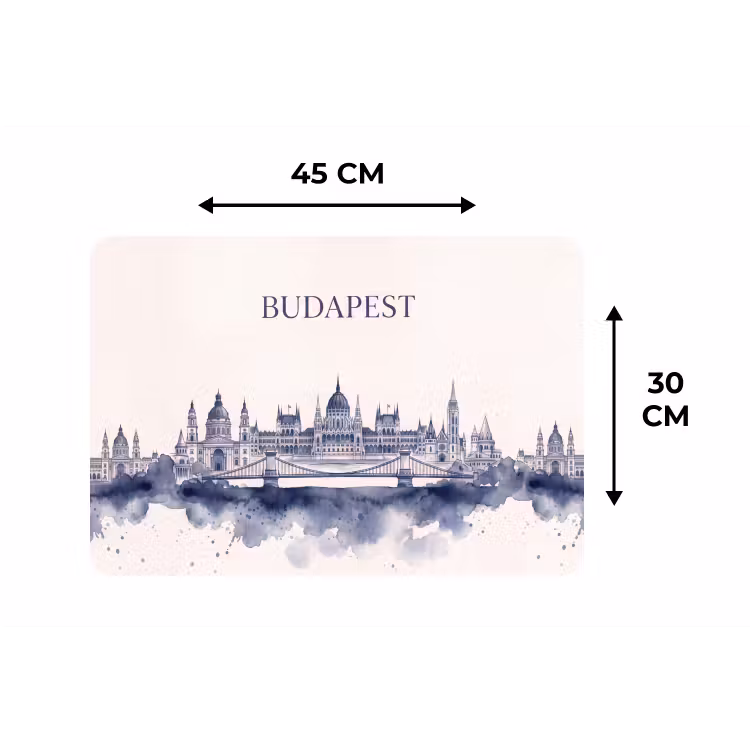 Placemat - 6 stuks - Boedapest - Skyline - Architectuur - Aquarel - Blauw — 3