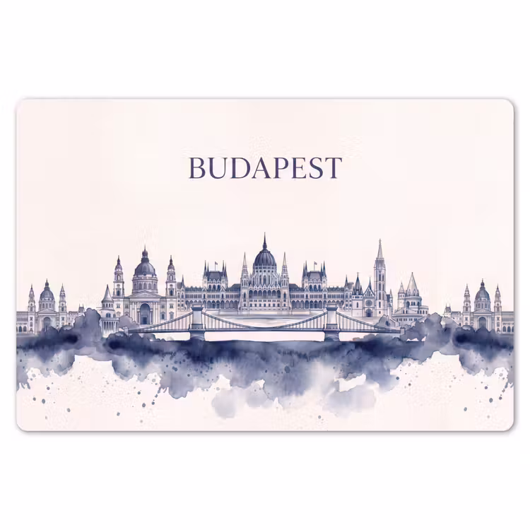 Placemat - 6 stuks - Boedapest - Skyline - Architectuur - Aquarel - Blauw — 7