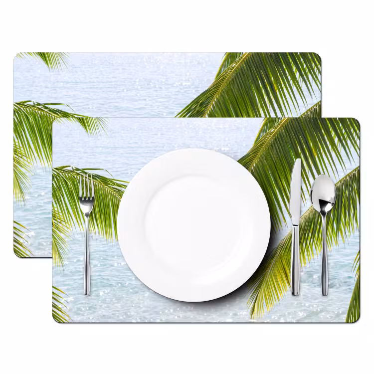 Placemat - 6 stuks - Boom - Bladeren - Water - Tropisch - Groen — 2